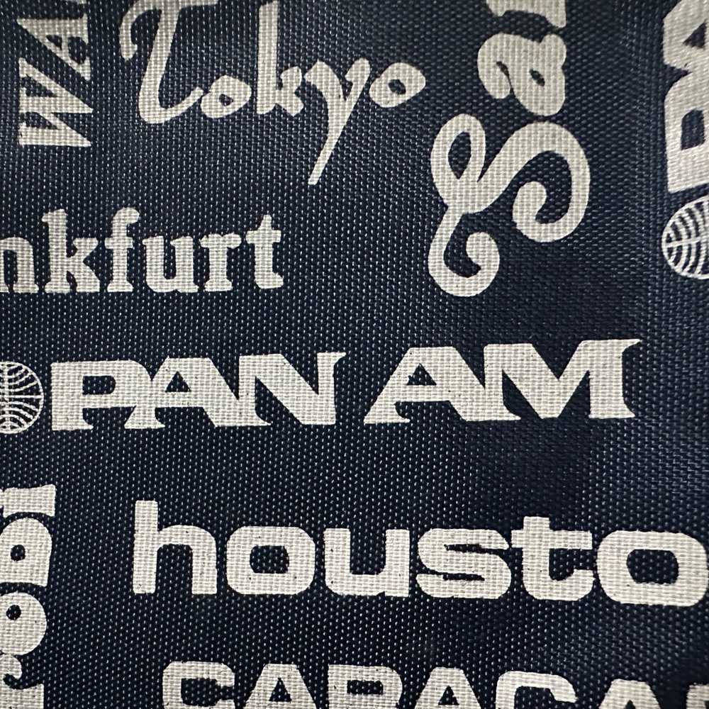 RARE NOS Vintage 80s Pan Am Airlines 1980s Blue Amenity Bag Travel Cities 9x6x2” - Picture 8 of 15
